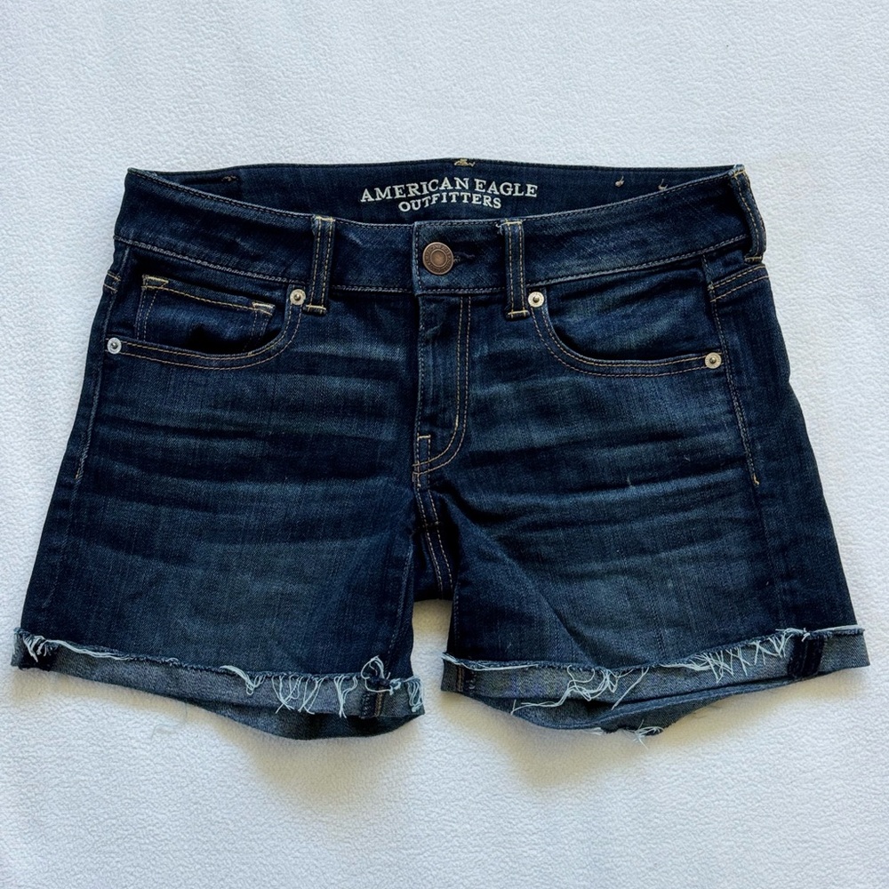 American Eagle Outfitters Women's Midi Dark Jean Shorts